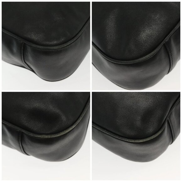 GUCCI Bamboo Hand Bag Leather 2way Black Gold 001 2852 1577 0 Auth ep10073 - Picture 15 of 16